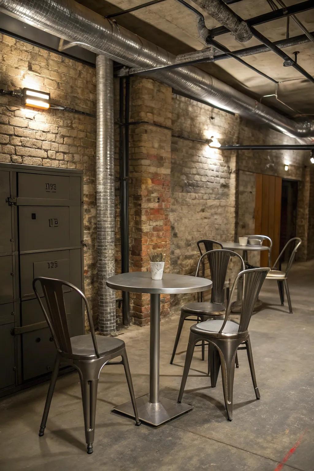 Metal finishes for an industrial look.