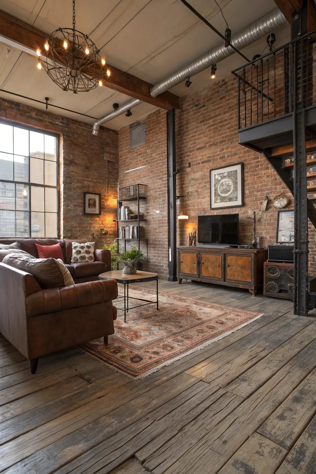 Rugged flooring is crucial for defining the industrial aesthetic.