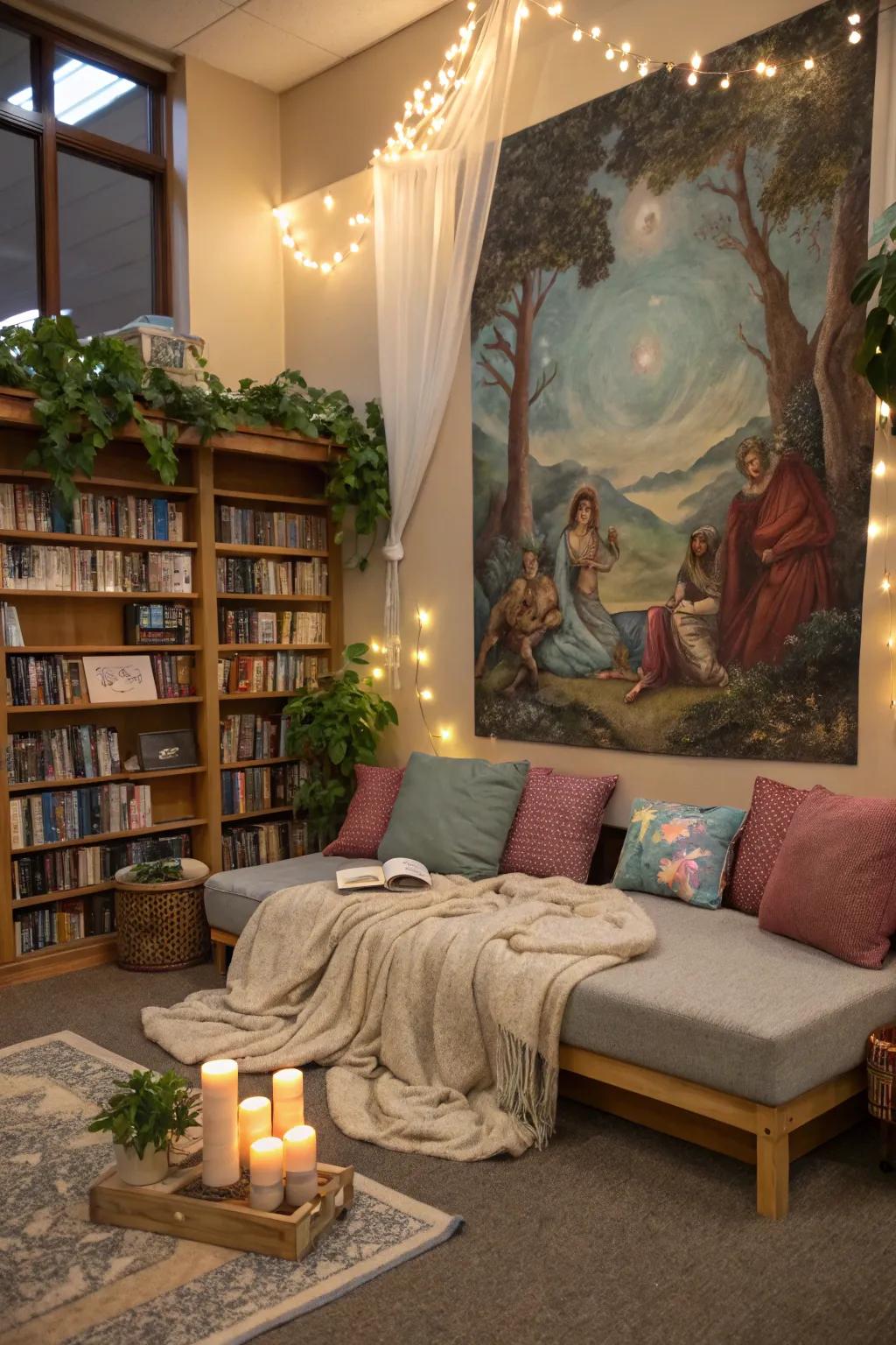 Legends from yore on canvas add a mysterious, enchanting element.