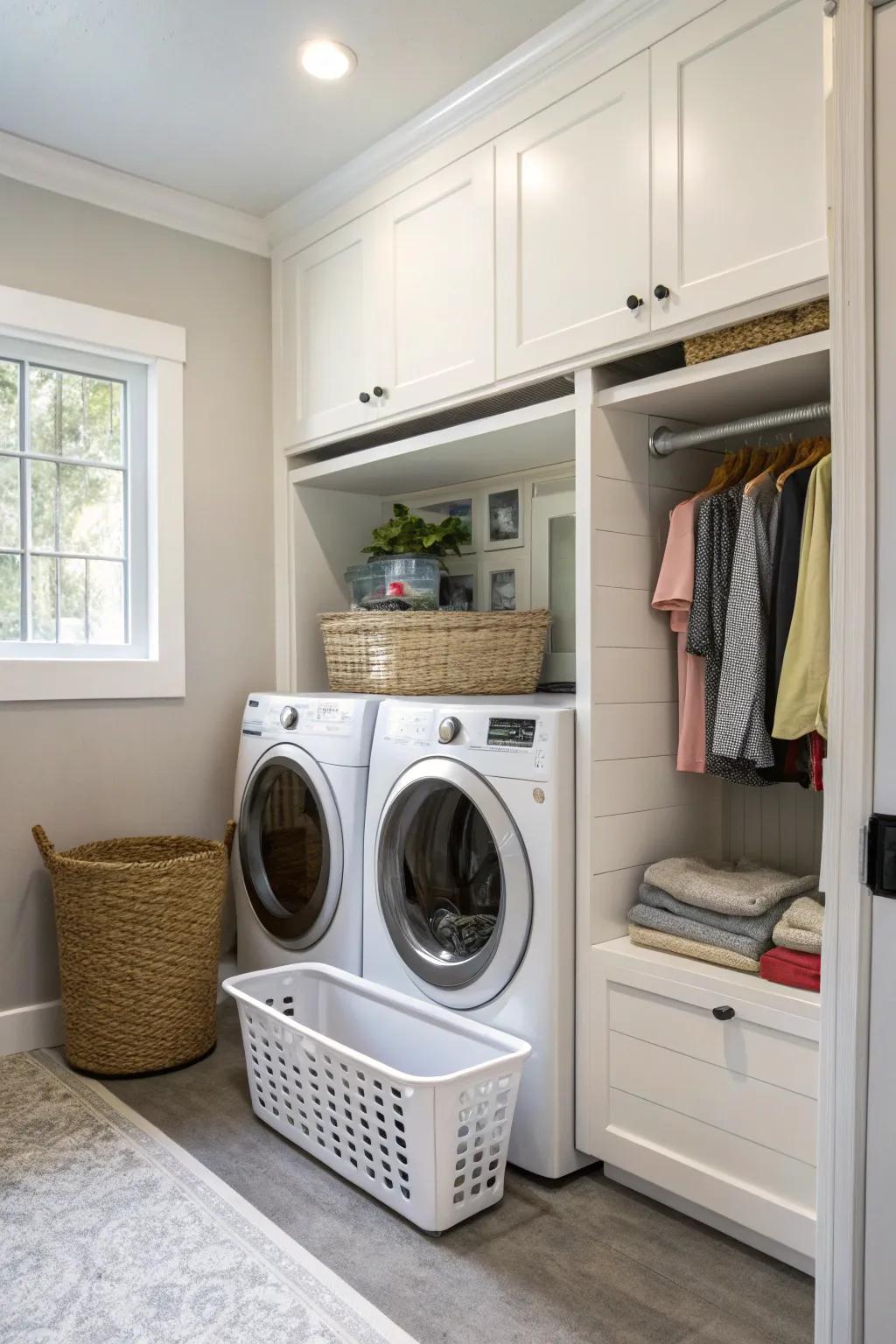 A built-in sorter maintains a tidy and efficient laundry area.
