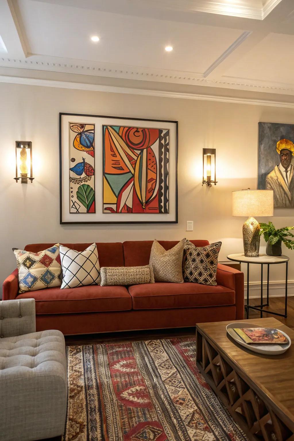 Feature art can set the tone and style for your entire living room.