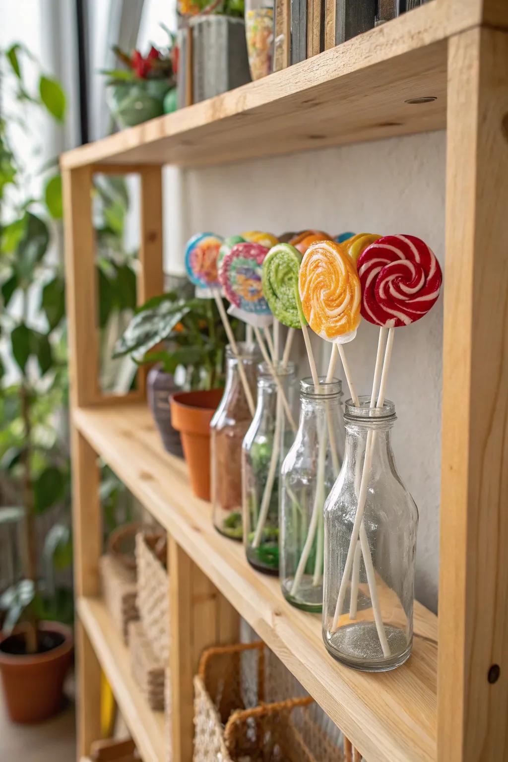 Reclaimed bottles furnish an eco-conscious solution for stylish sugary gem displays.