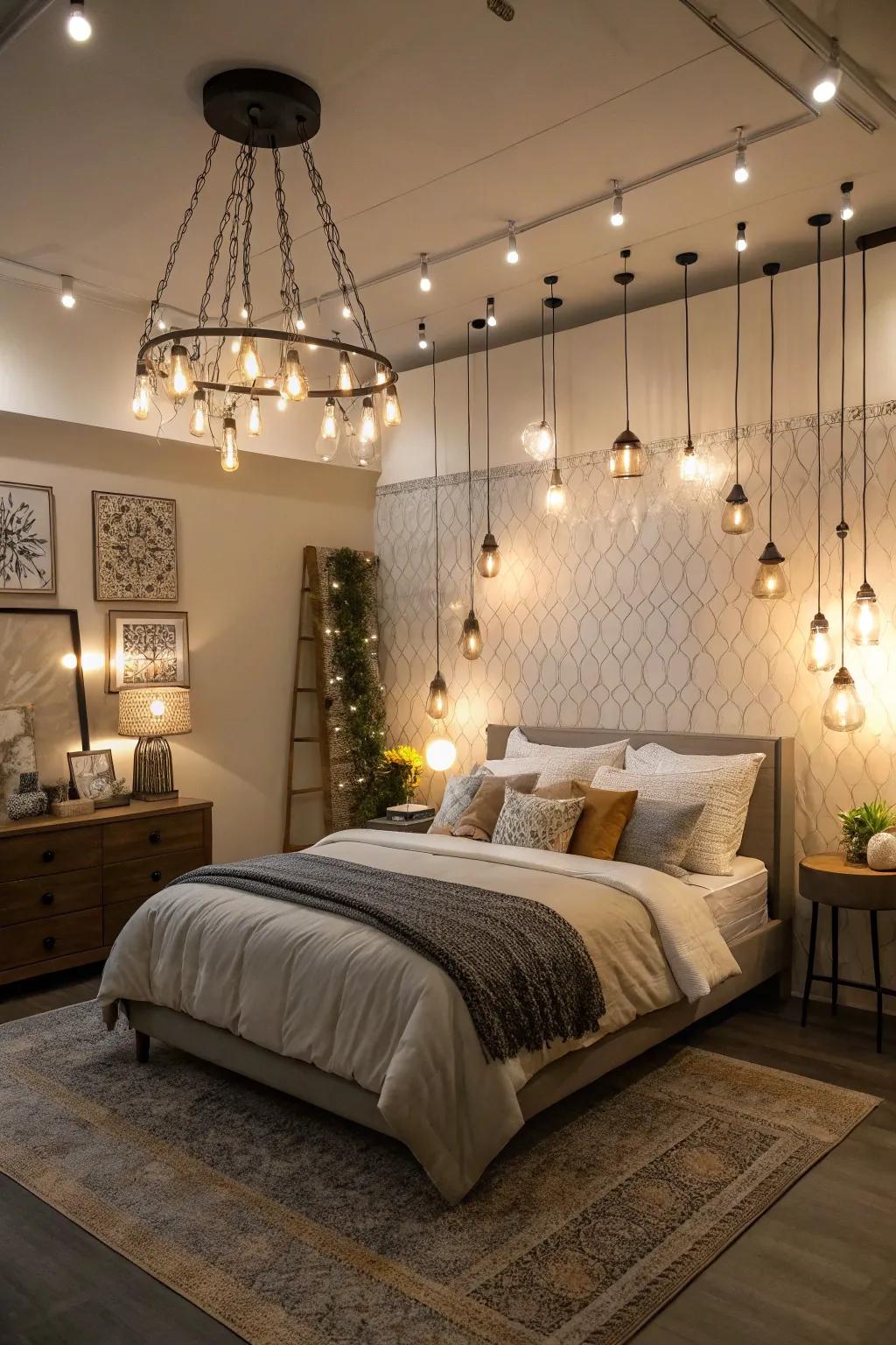 Uneven lighting designs adds personality and warmth.