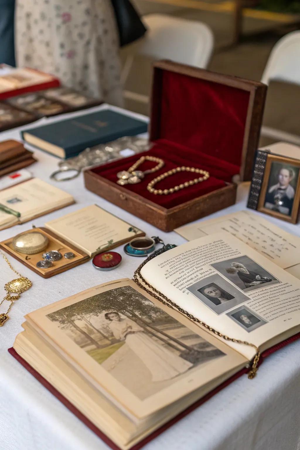 Family heritages infuse the display with personal history and significance.