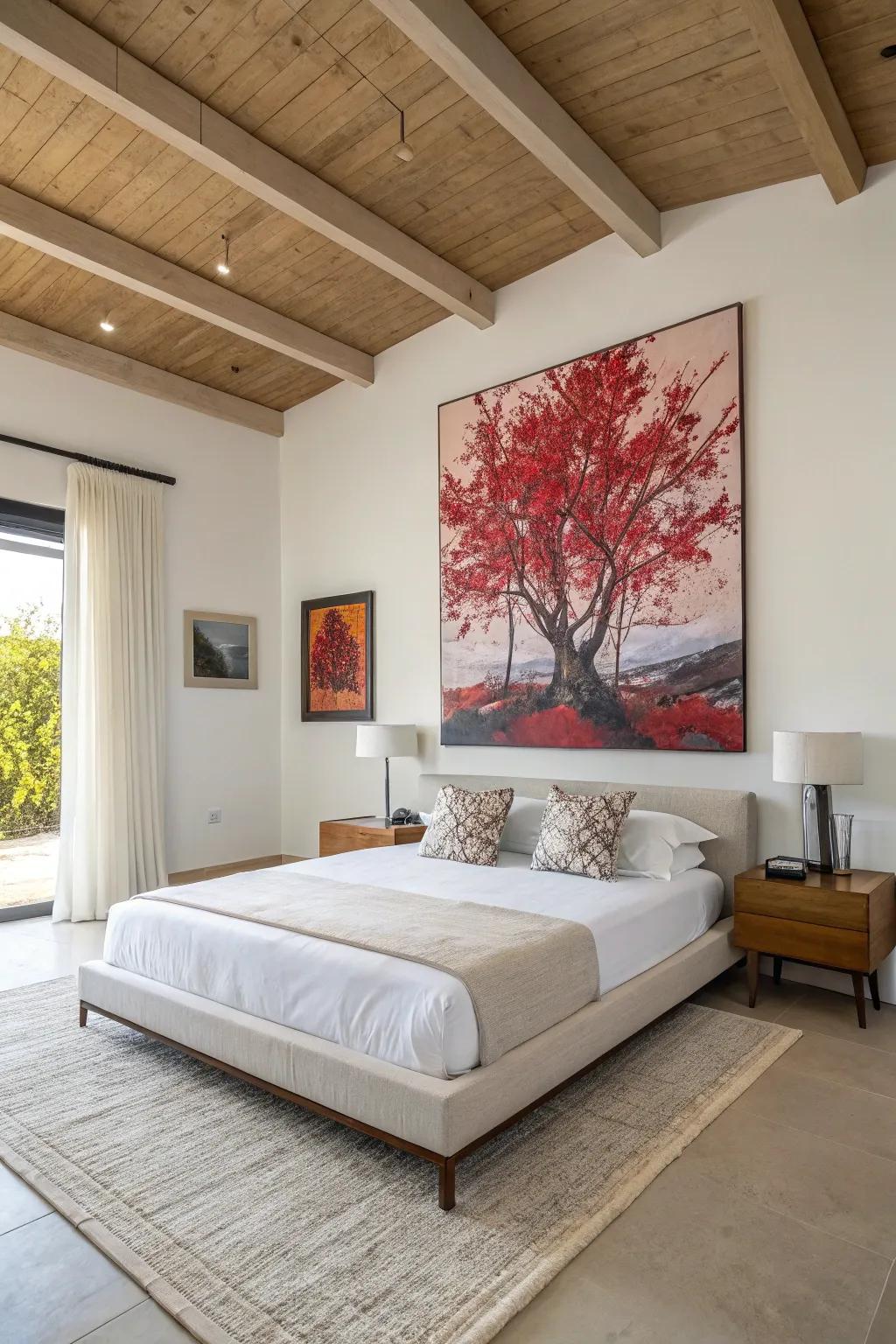 Witness how statement art makes a bold impression in minimalist decor.