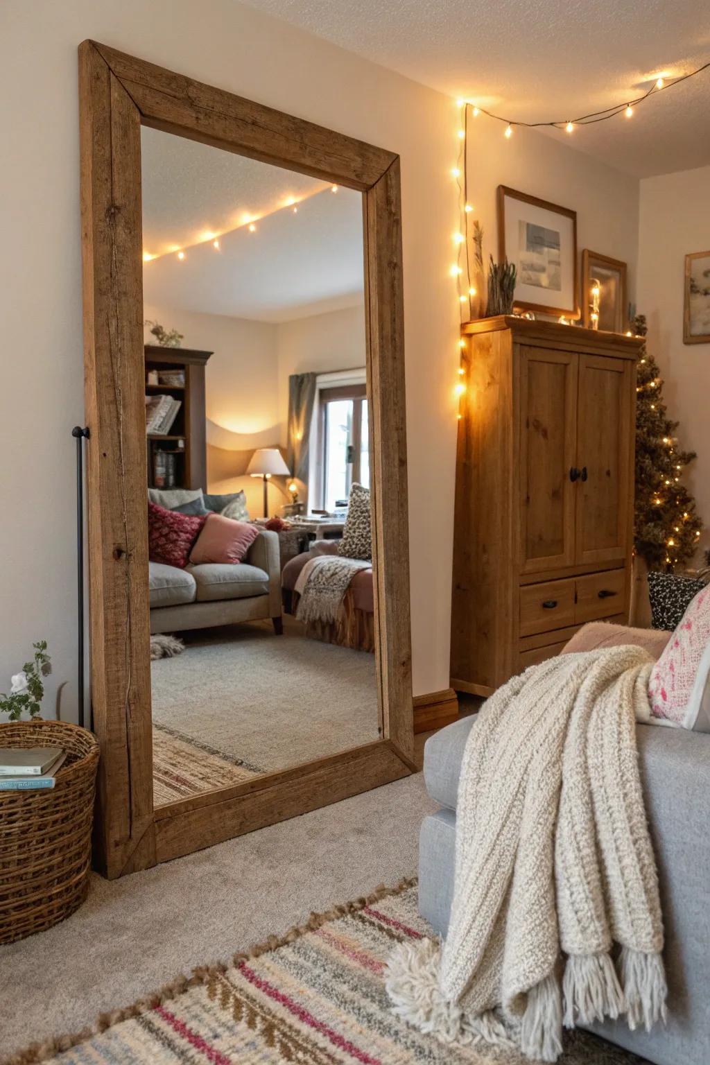 Wood-framed reflectors add warmth and comfort.