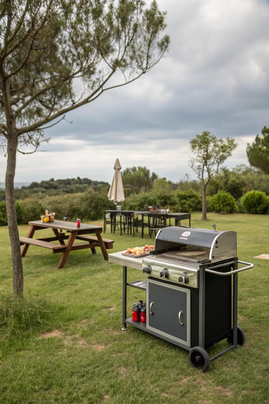 Portable BBQ islands offer flexibility and mobility.