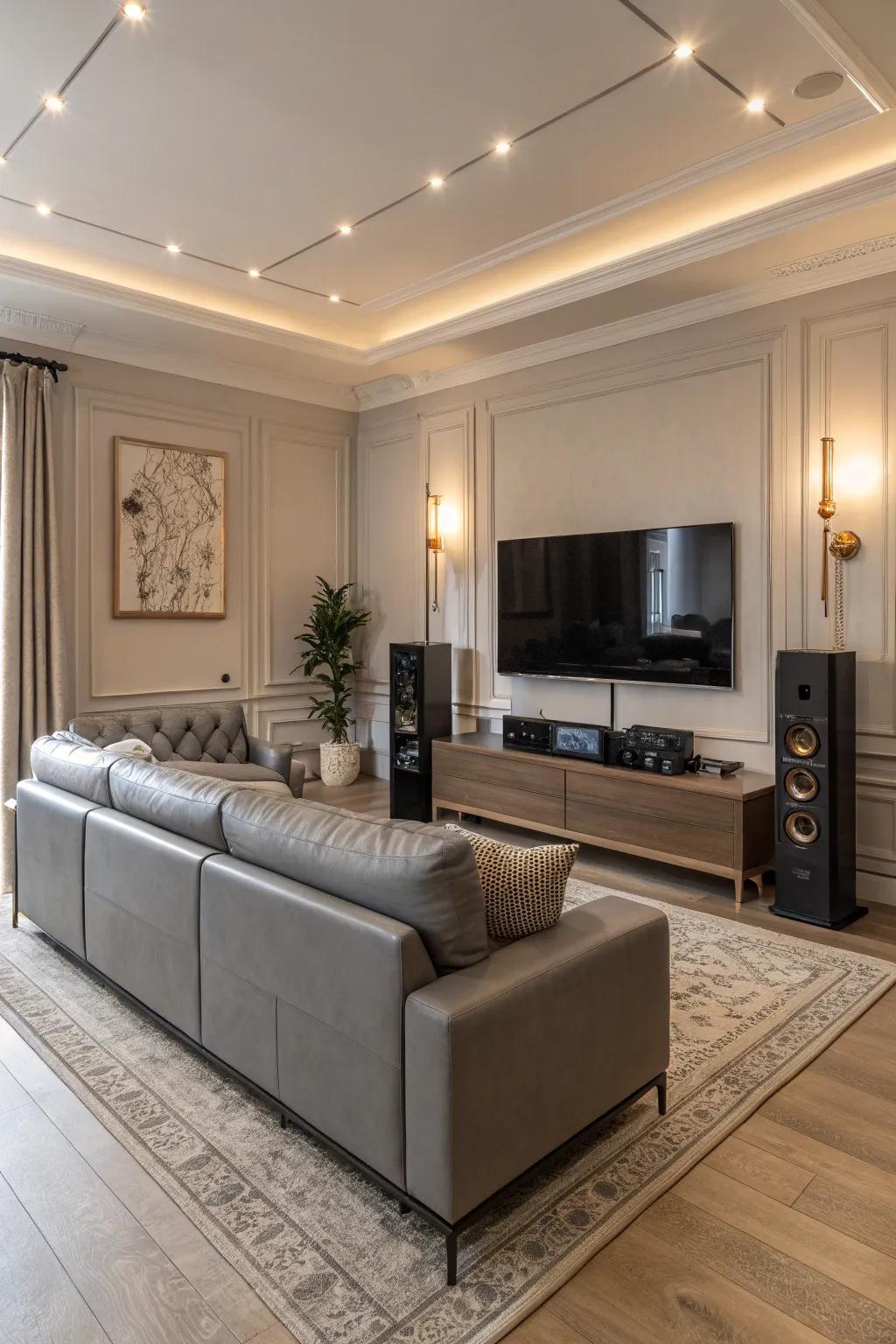 Smart technology seamlessly integrated into a stylish modern living room.