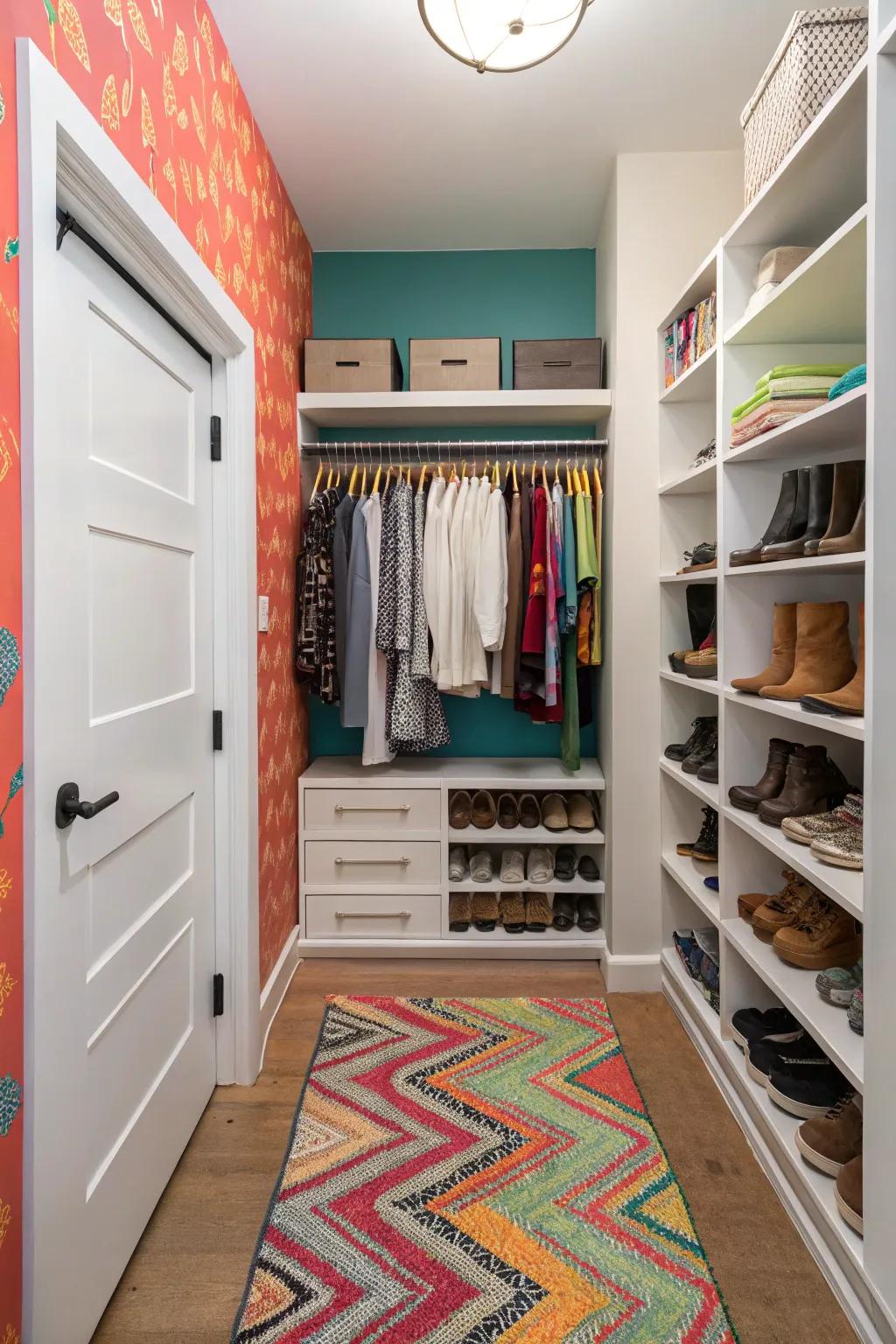 A pop of color livens up your closet.