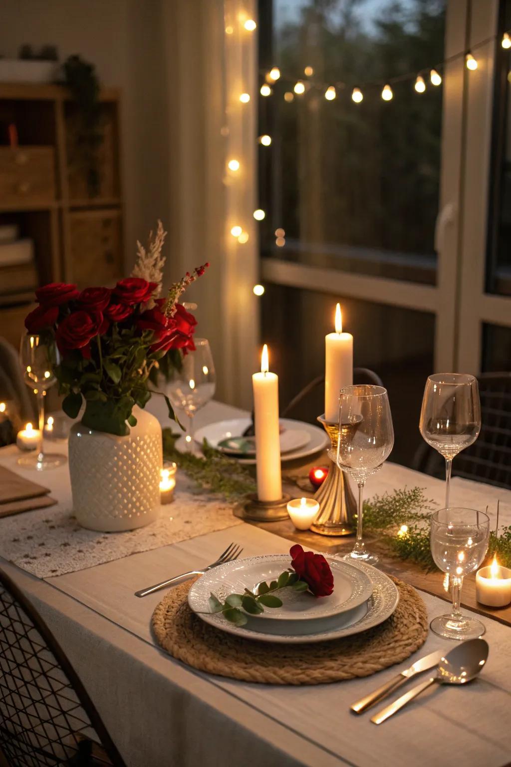 Setting lighting sets the tone for an intimate eating experience.