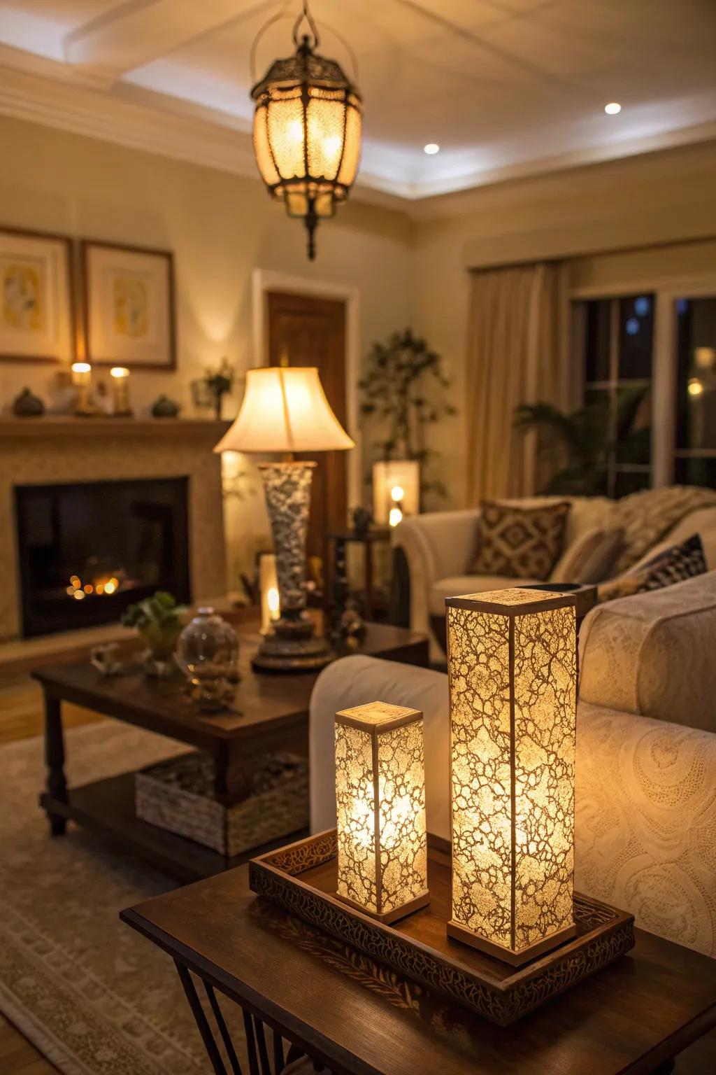 Encompassing illumination creates a warm, welcoming mood.