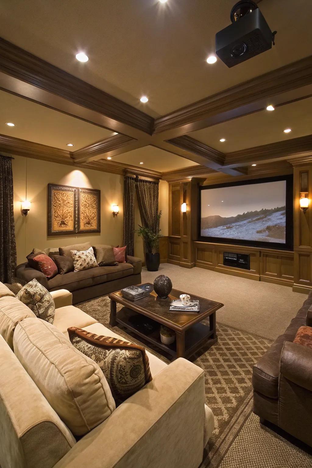 A versatile space works beautifully for movie nights and social gatherings.