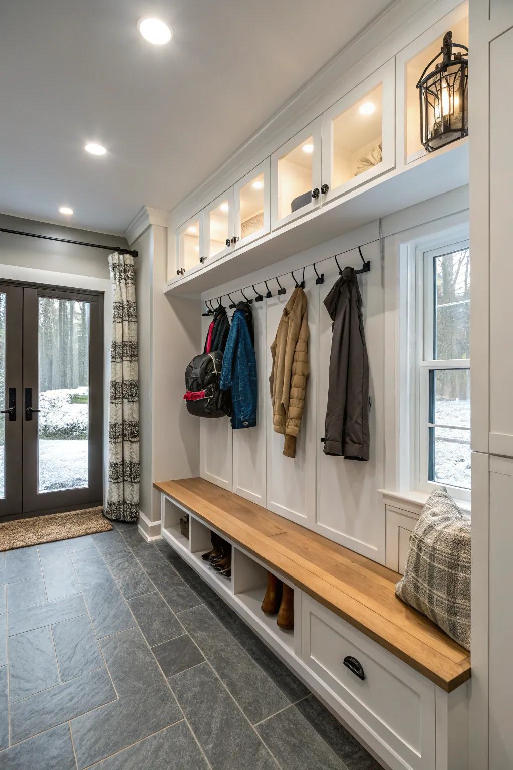Smart technology maximizes mudroom utility.