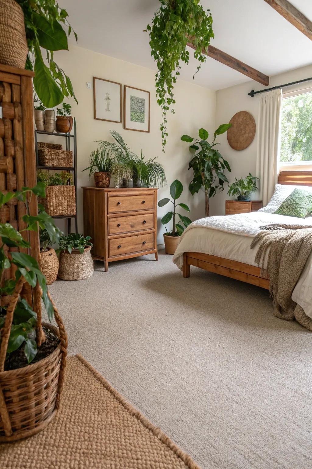 Carpets with earthy undertones fashion a grounded, stable environment.