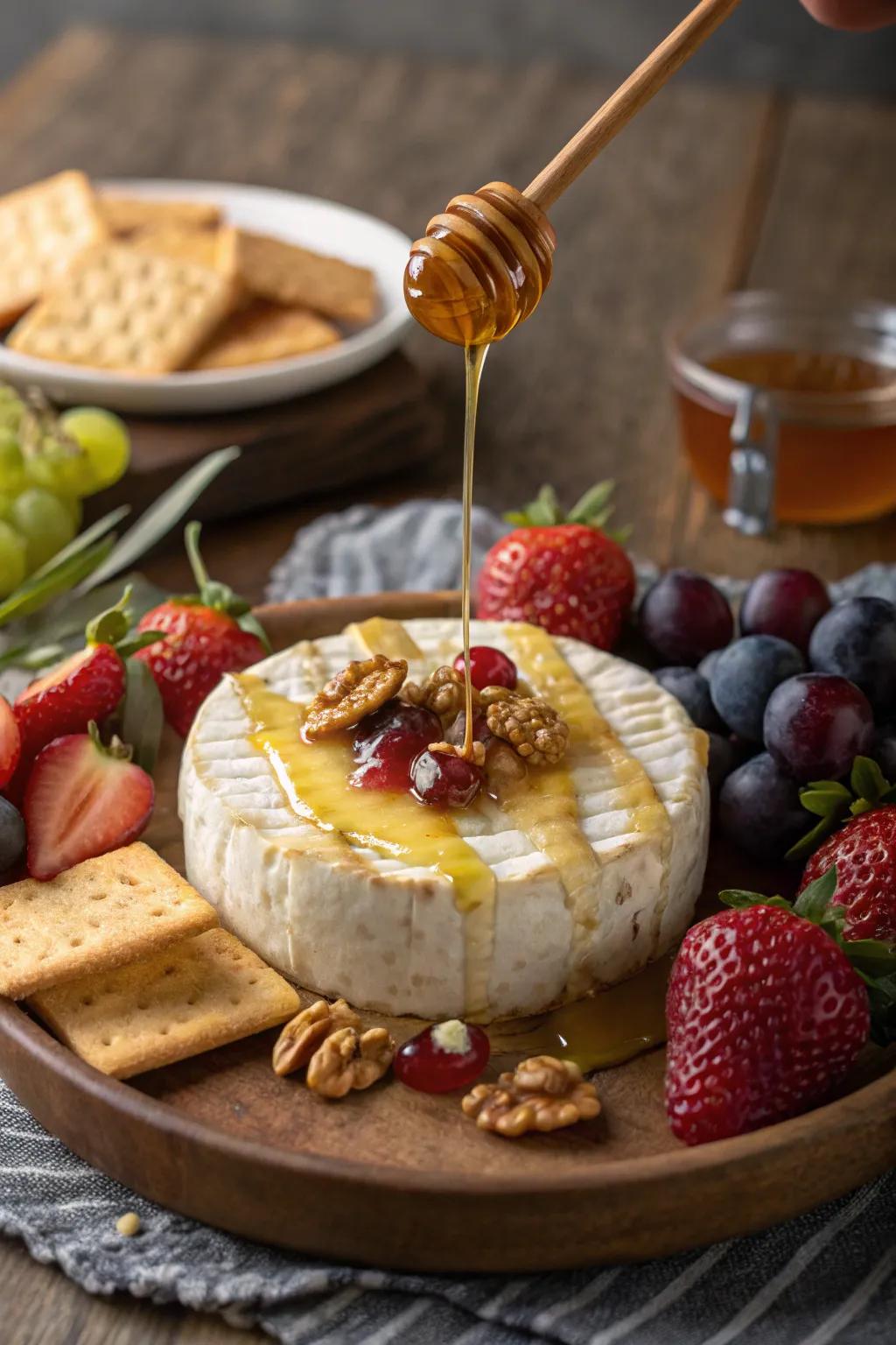 Indulgent heated cheese and nectar ensures a creamy appetizer.