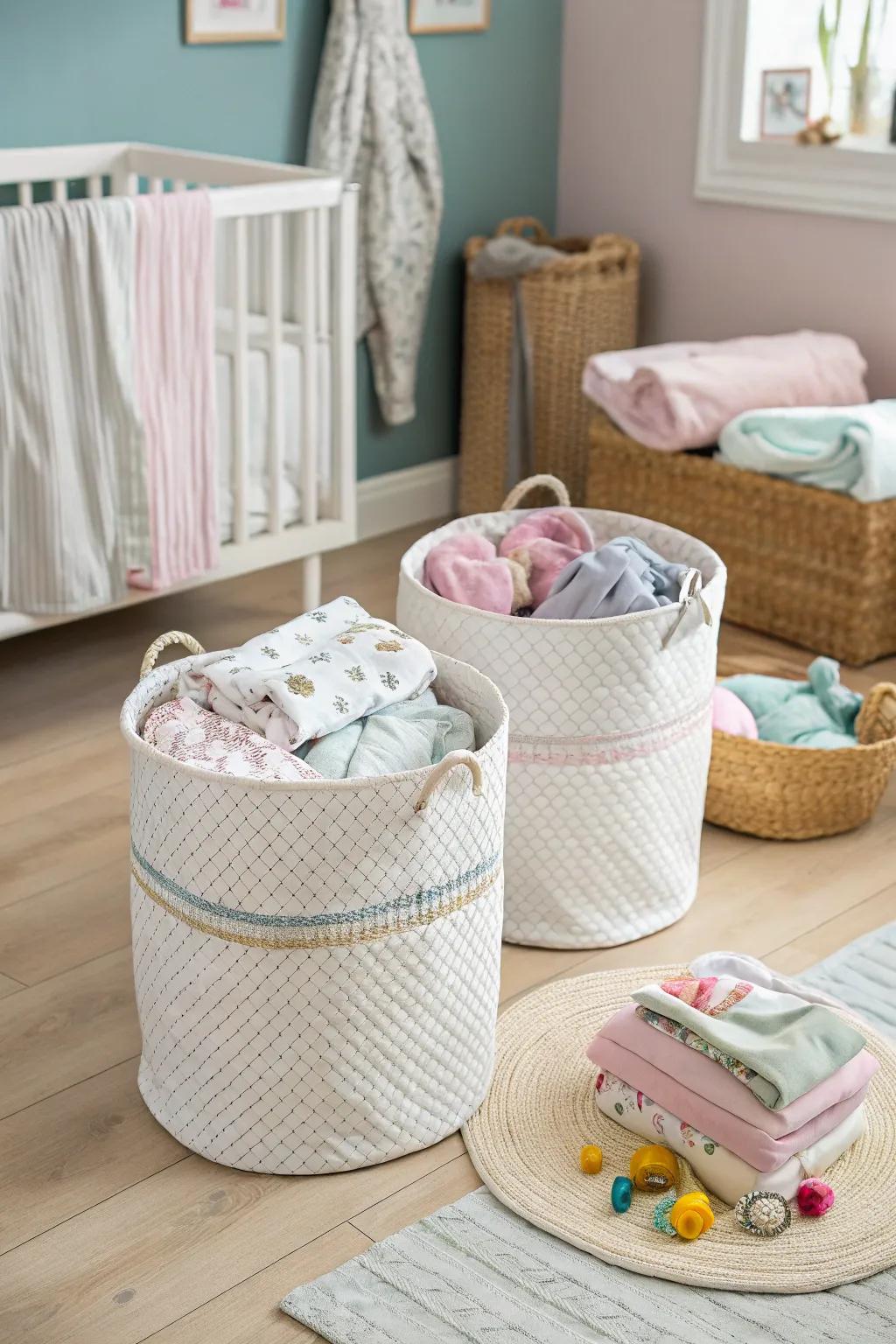 Elegant hampers that sustain laundry structured and out of sight.