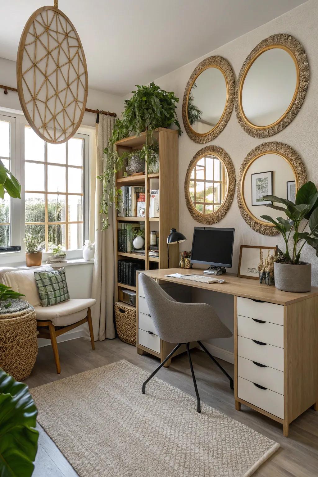 Mirrors enhance light and space in your Zoom background.
