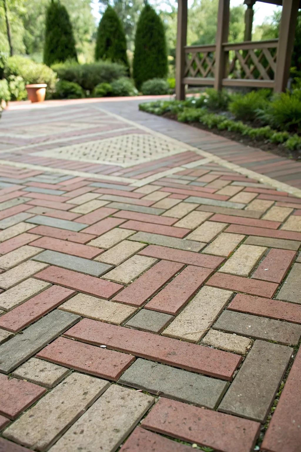 Geometric patterns give the patio a modern edge