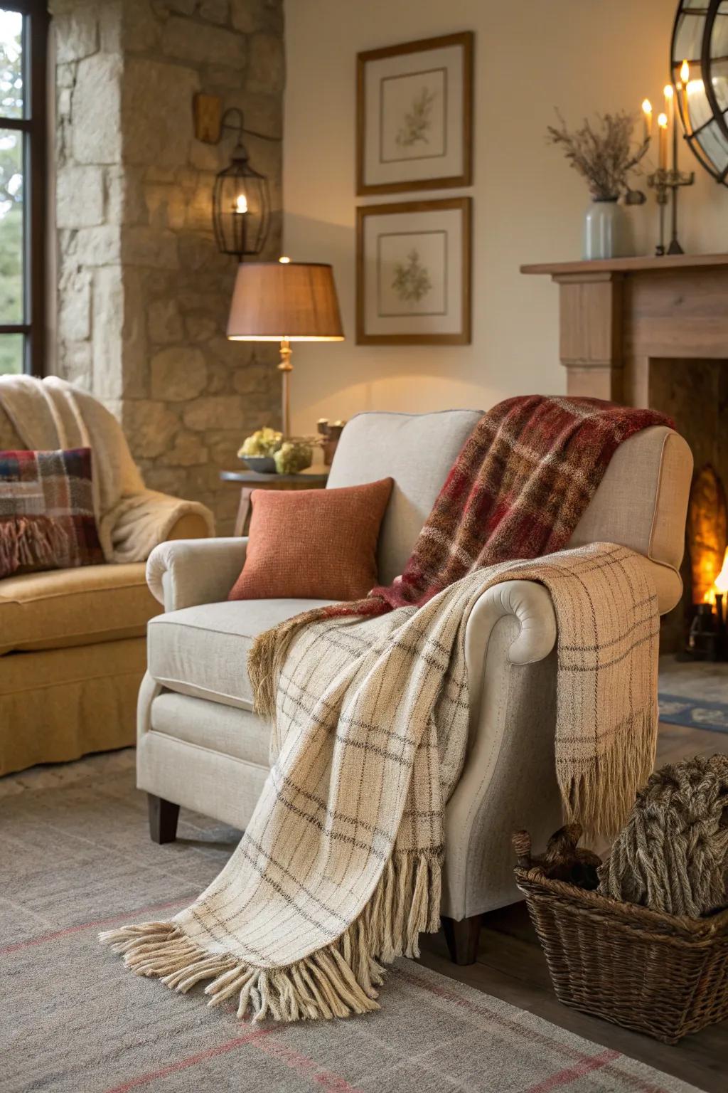 Cordial throws furnish instant snugness for the holiday season.