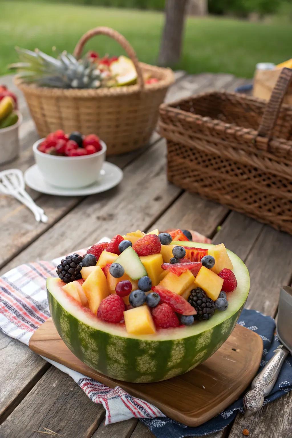 Open-fire fruit medley presenting a vibrant and healthful option.