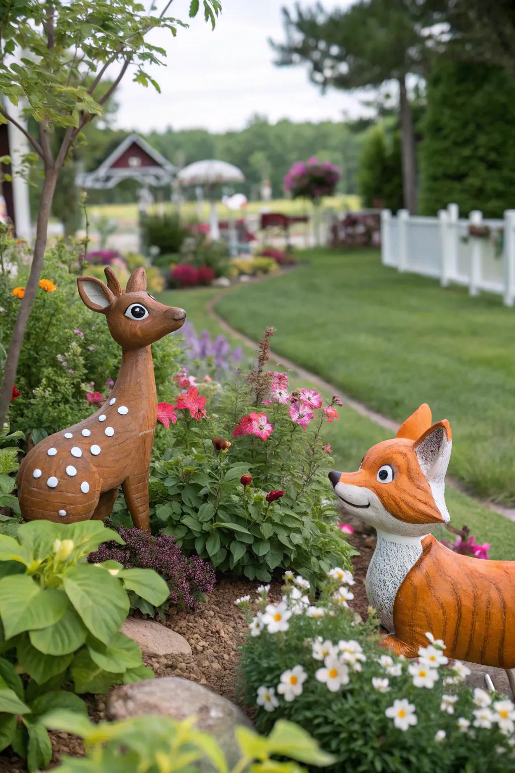 Bring a playful touch with lively animal figurines.