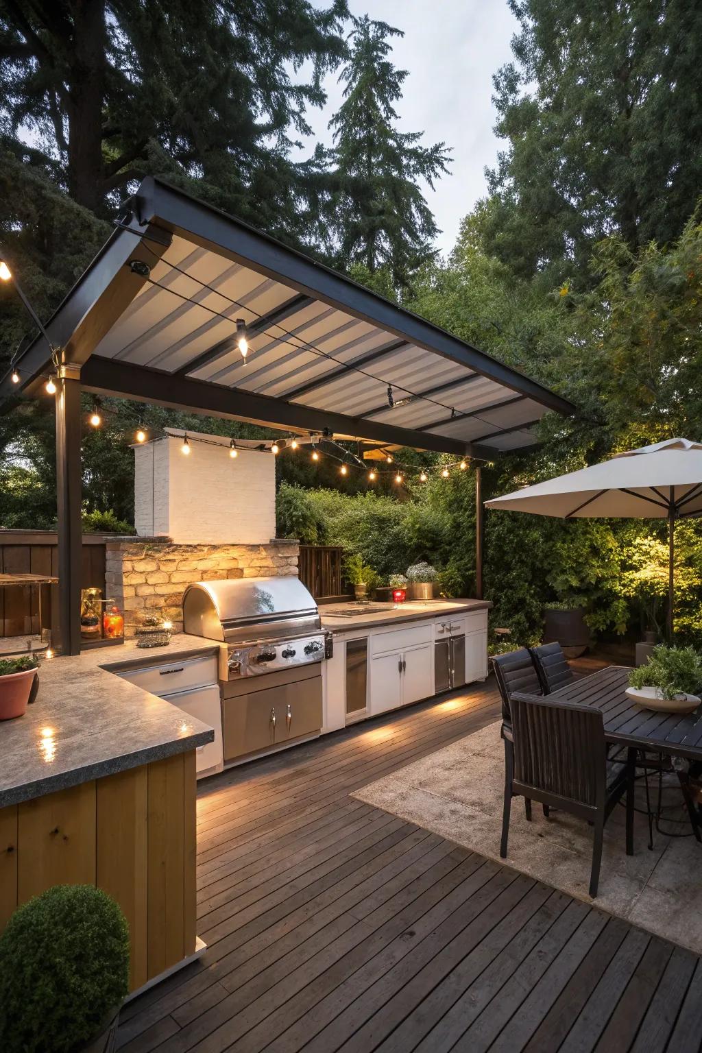 Weather-resistant features ensure comfort in any season.