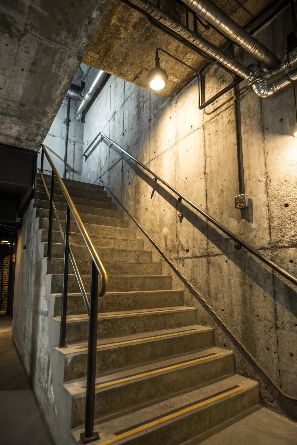 Transform your basement with industrial chic stairs.