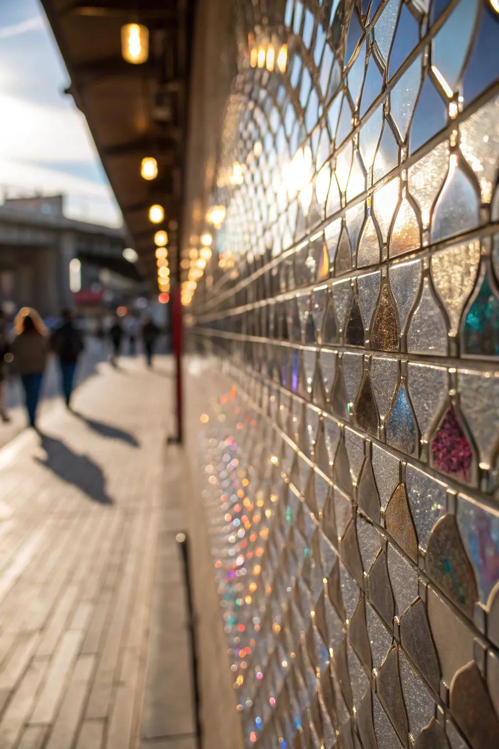A backdrop with metallic foil and reflective surface accents, introducing a dazzling and sparkling effect.