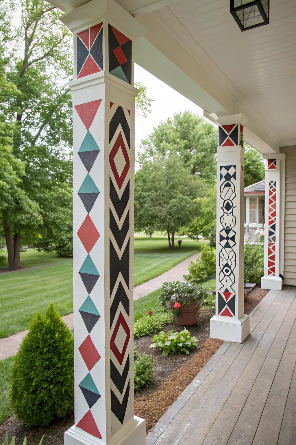 Patterned shapes create a striking modern look.