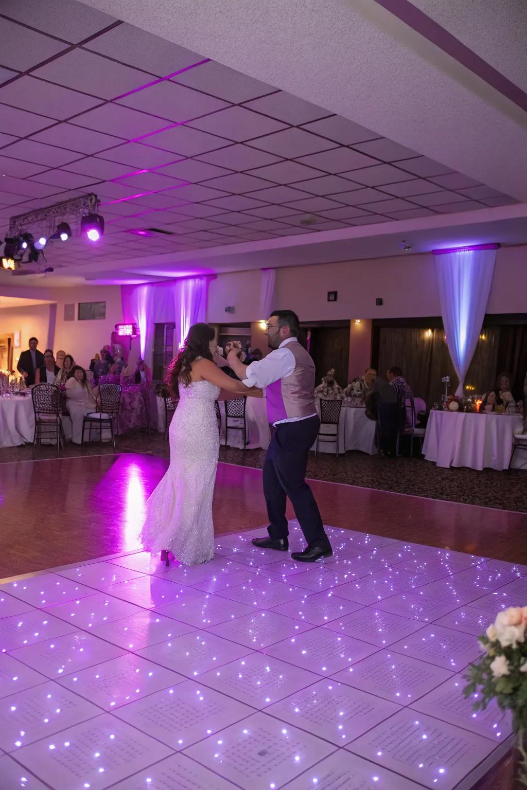A purple-charged dance floor sets the stage for an unforgettable night.