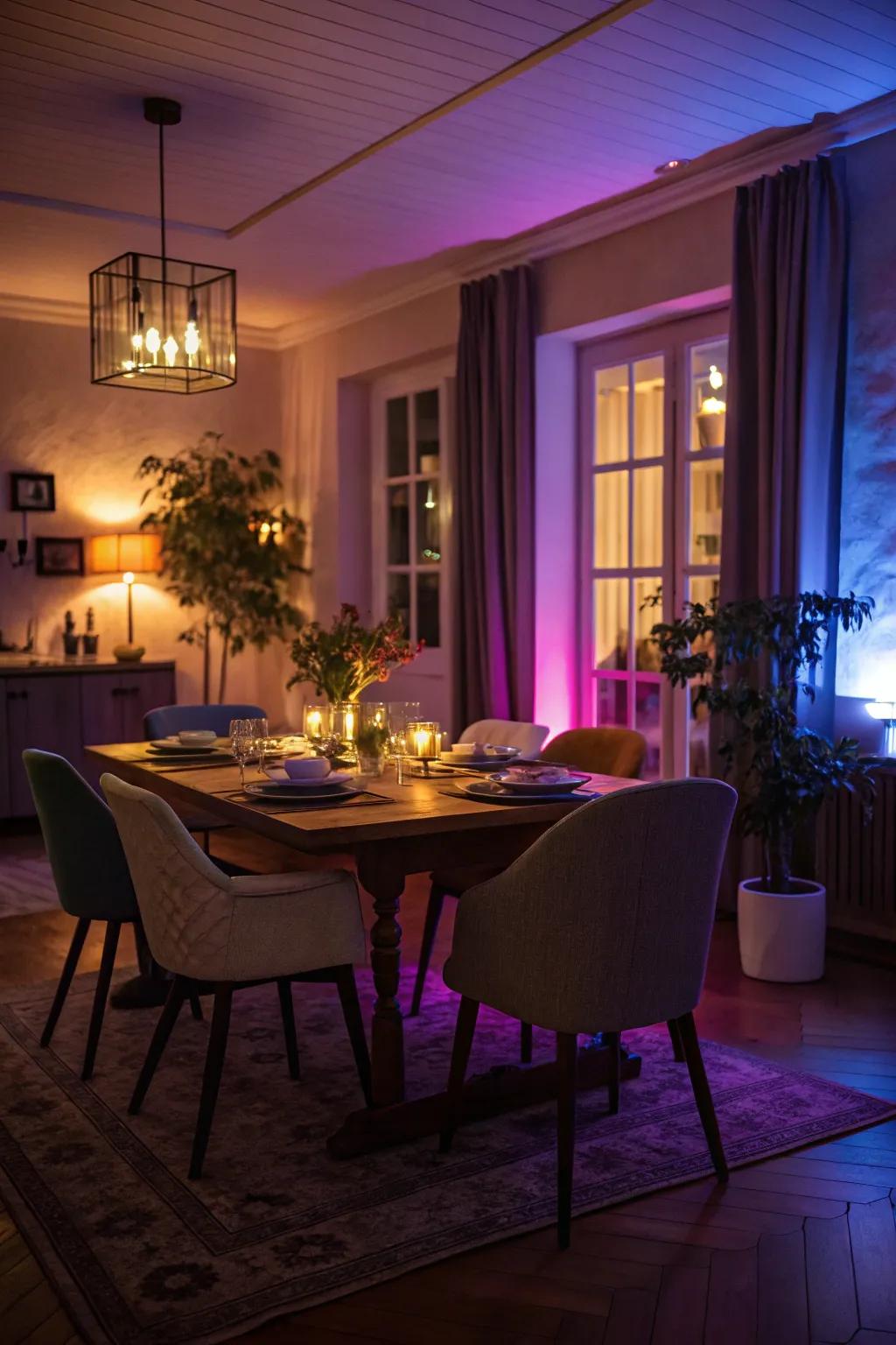 Experiment with colored lighting for a unique and dreamy atmosphere.