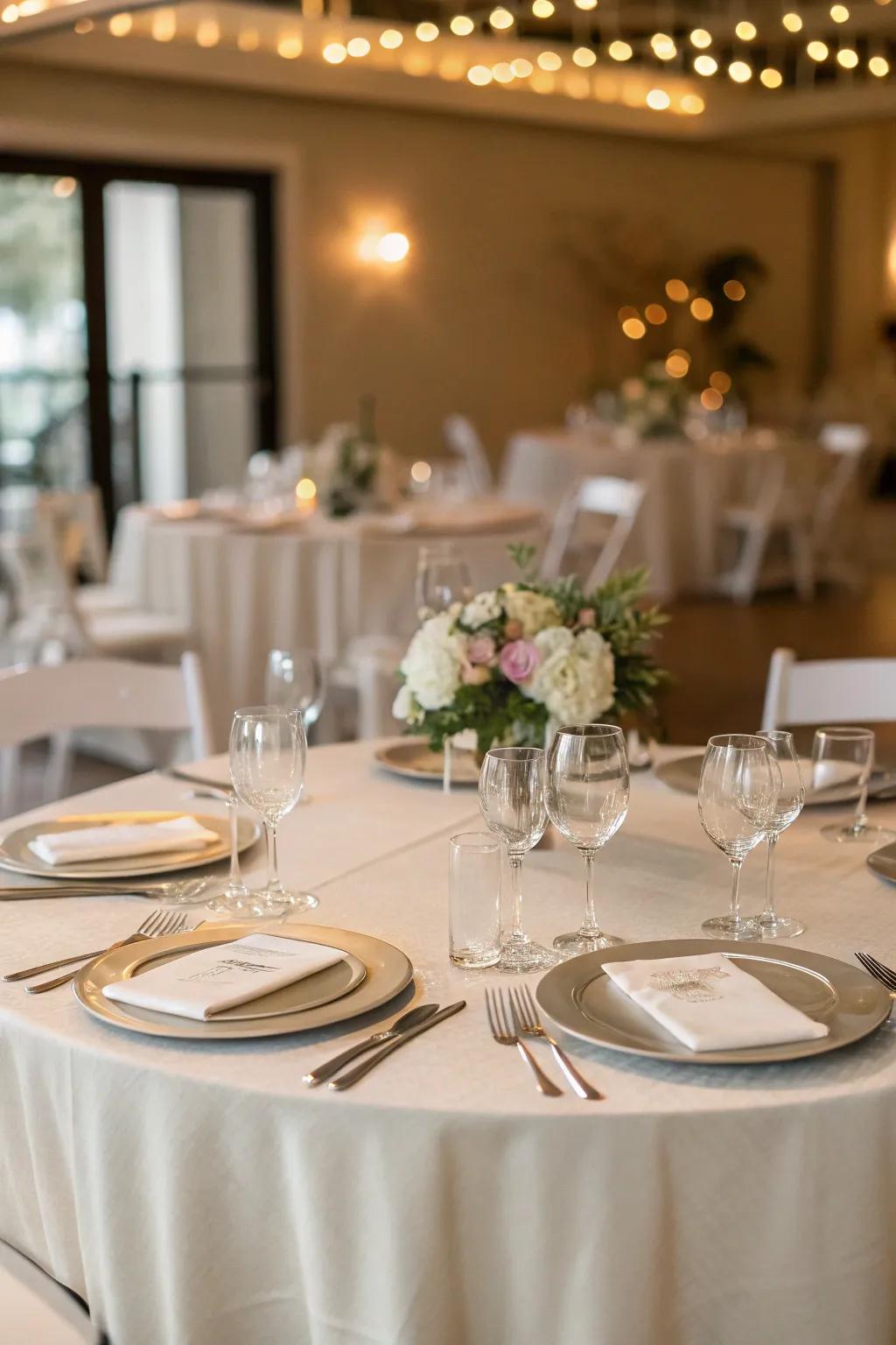 Minimalist table covering providing a serene foundation.