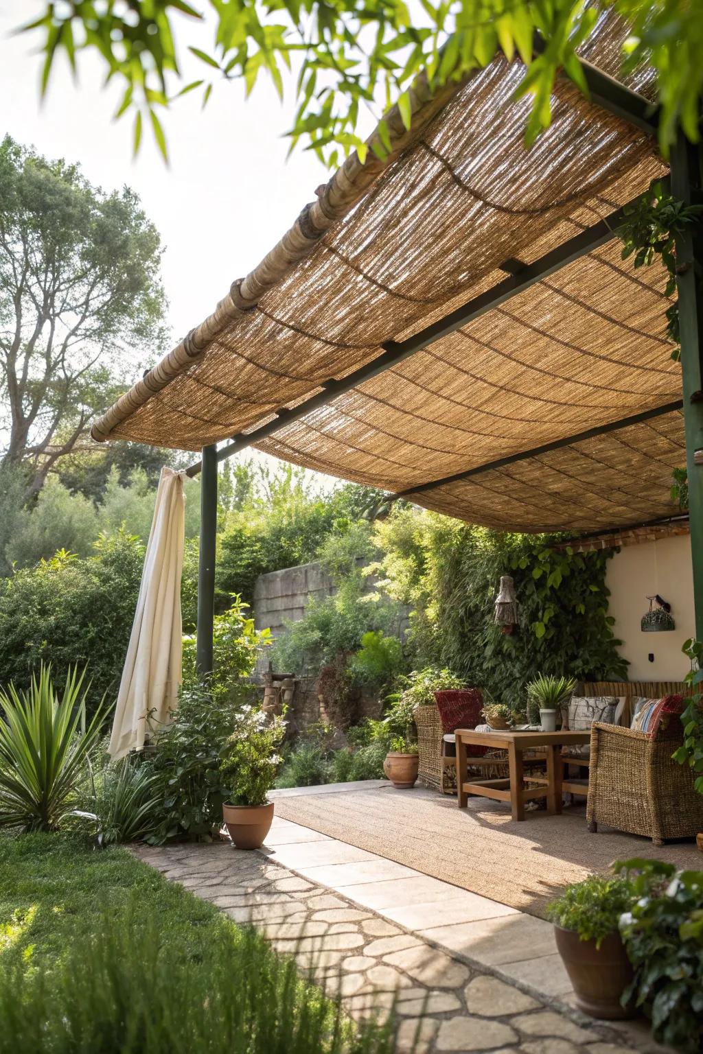Woven grasses offer a natural, countryside look.