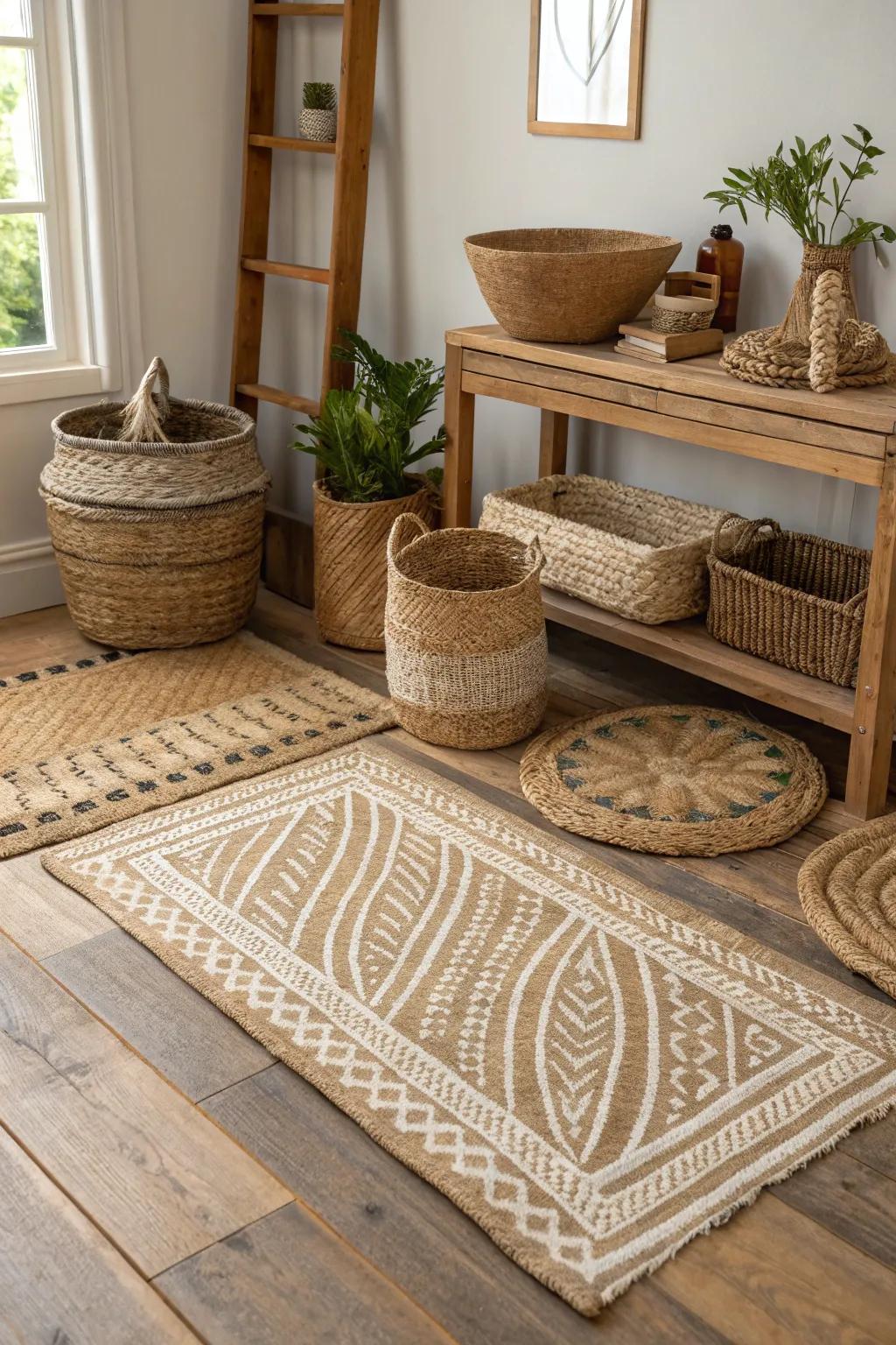 Natural materials give an earthy feel to the decor.