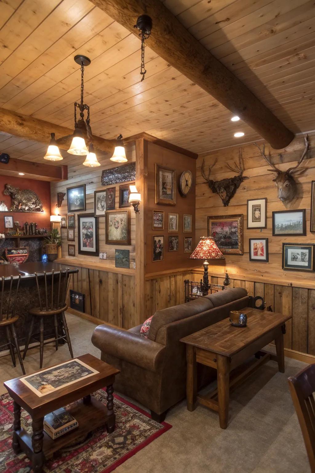 Personalized art pieces append a distinctive stroke to the masculine retreat.