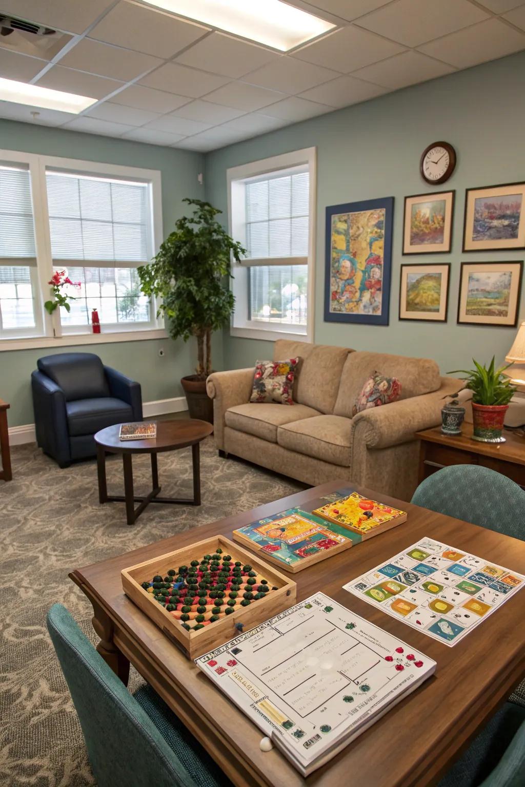 A gaming zone encourages team bonding and light-hearted fun.