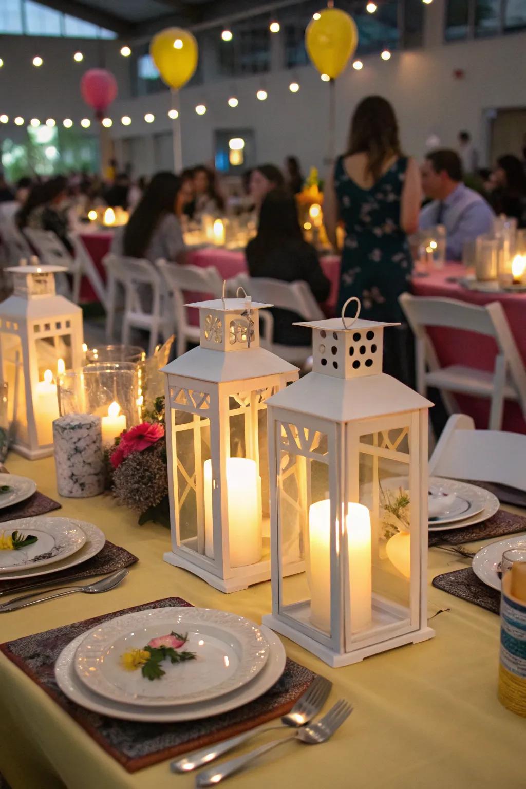 Chic candle lanterns offering a warm and elegant glow.