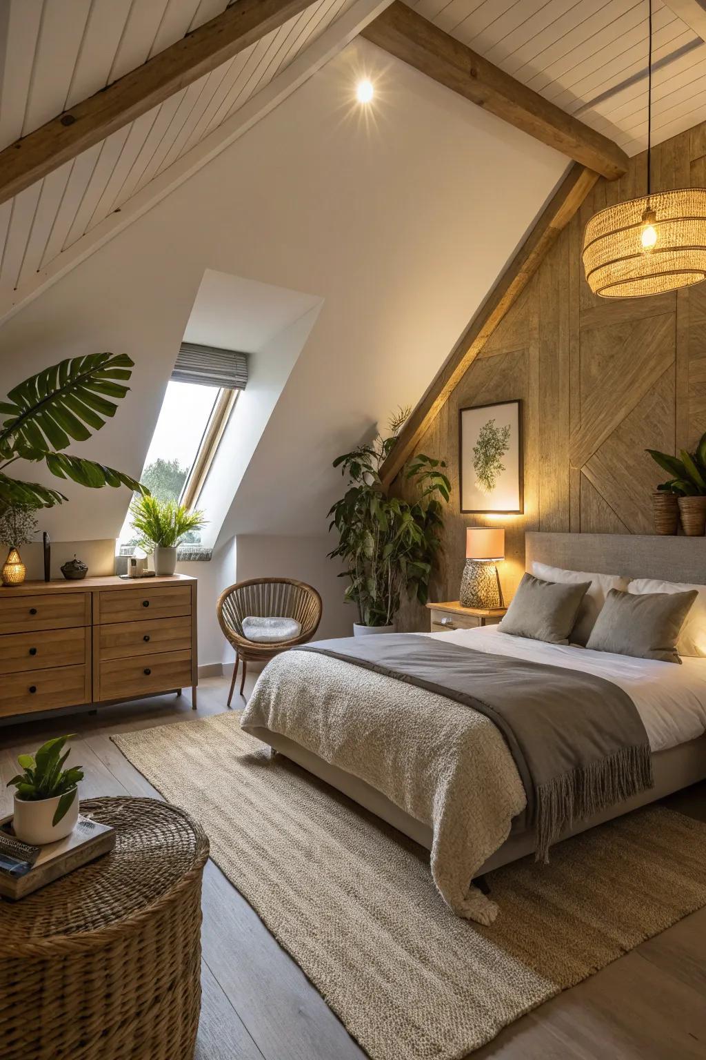The beauty of this painted ceiling is enhanced by strategic lighting.