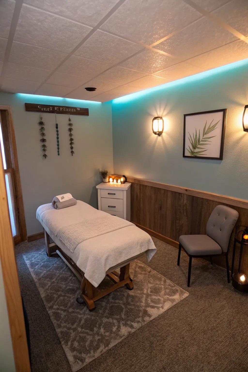 Intelligent lighting offers flexible ambiance control for your massage space.