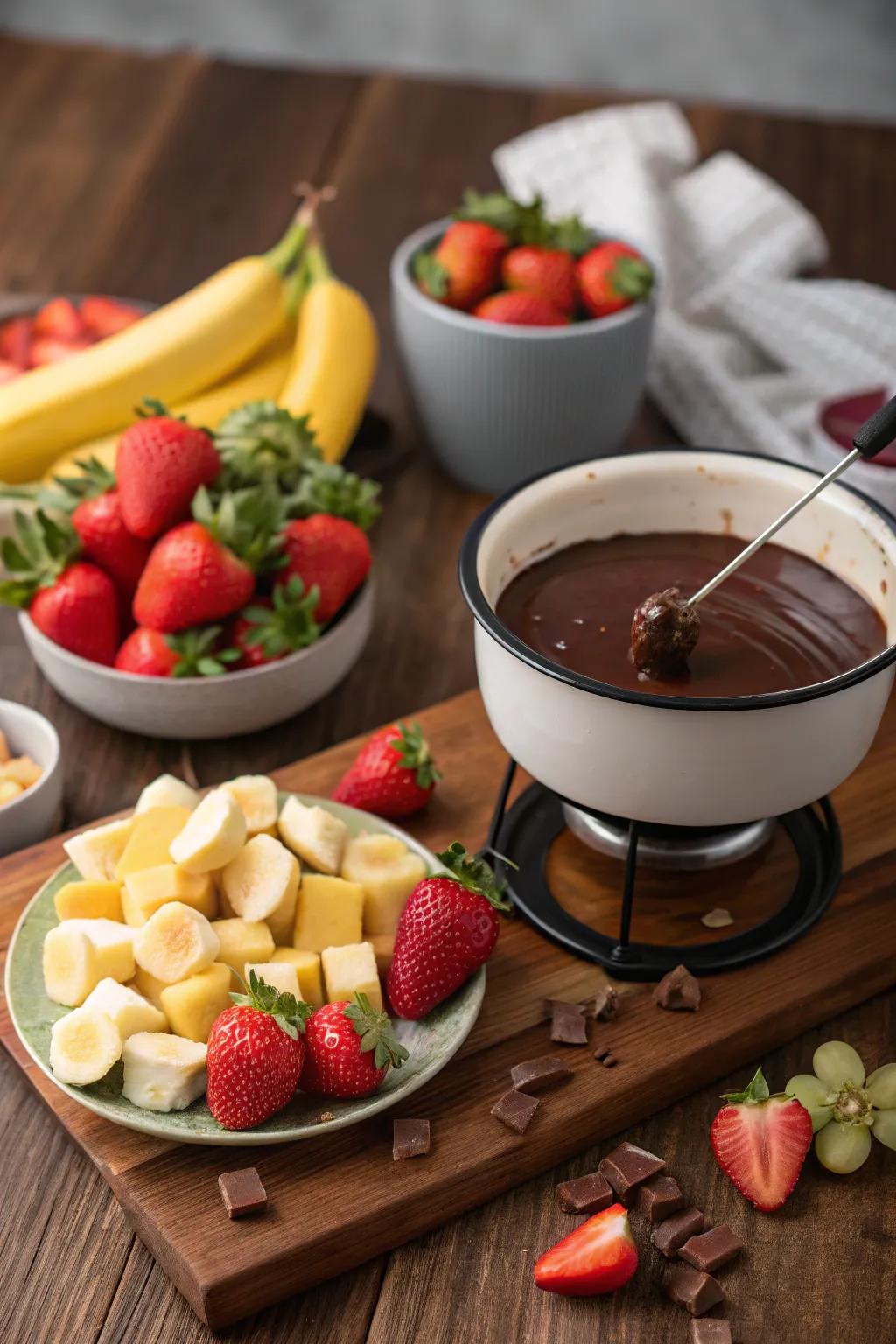 A luscious chocolate fondue for a sweet indulgence.