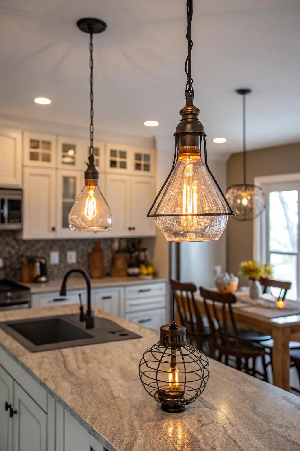 Unique hanging lights includes personality and highlights essential locations.