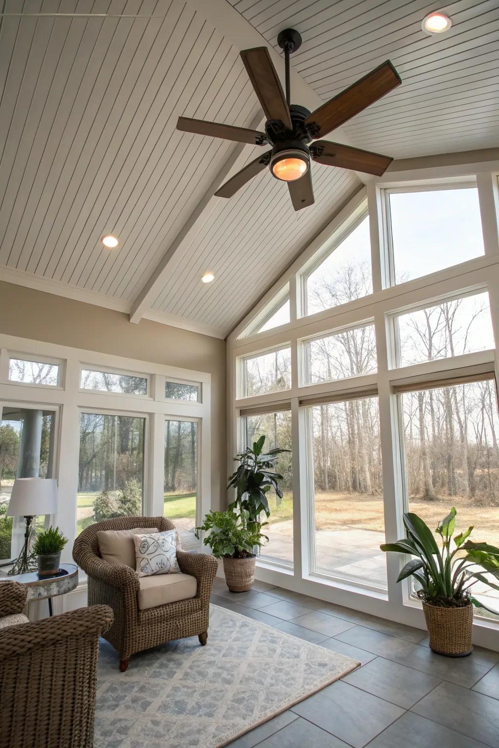 Ceiling fans combine style with functionality.