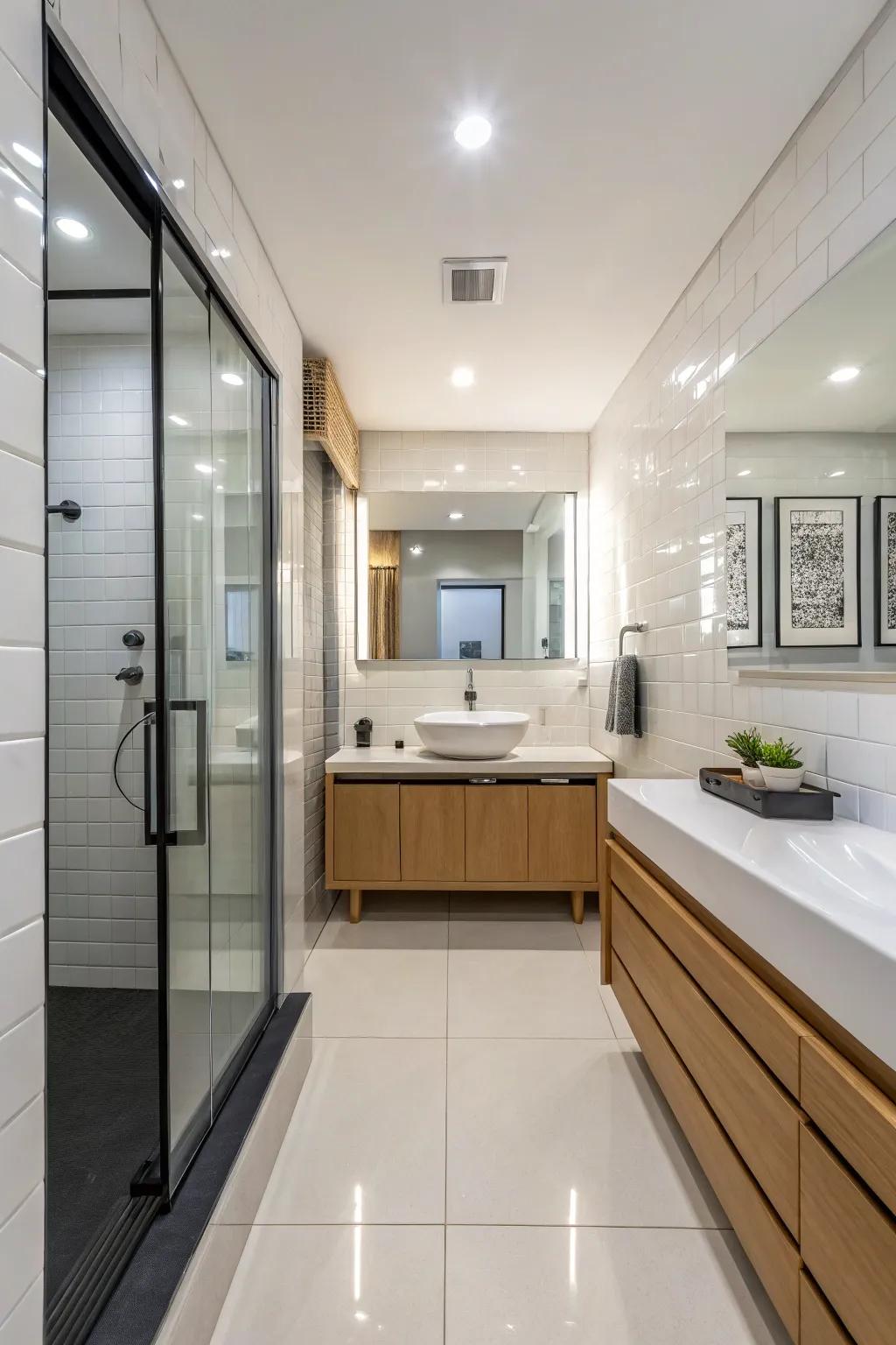 Durable flooring ensures the bathroom withstands daily use.