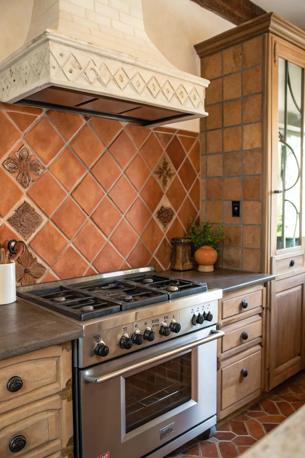 Earth tone tiles exude warmth and an earthy charm.