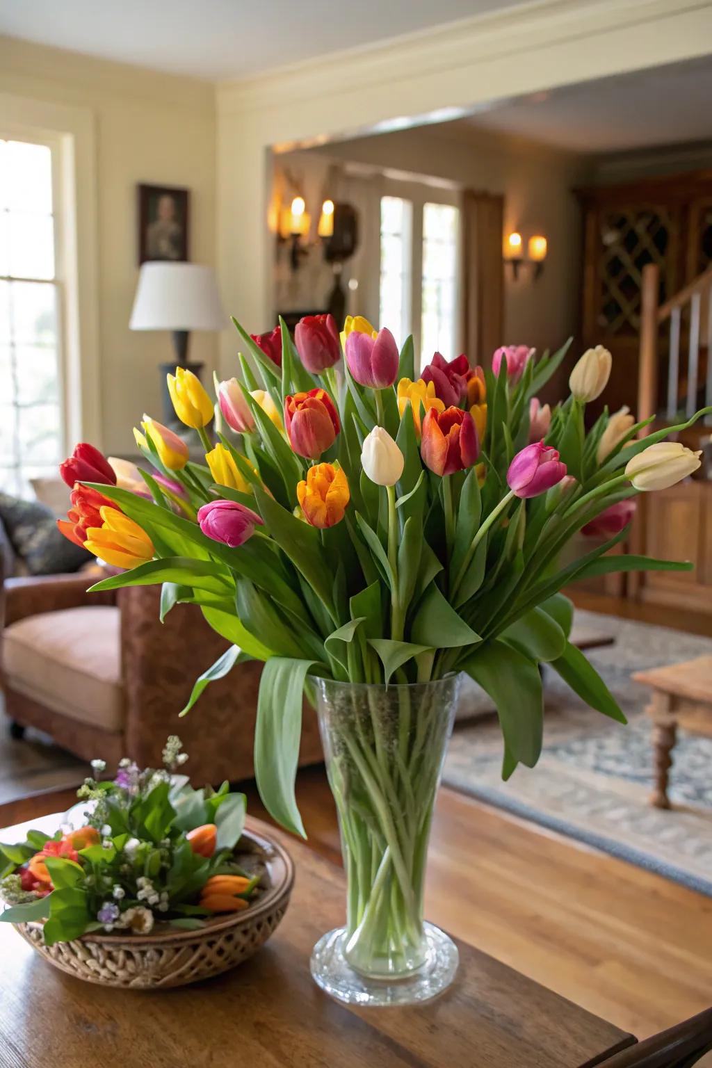 A fresh blossom arrangement transporting the garden's beauty into the home.