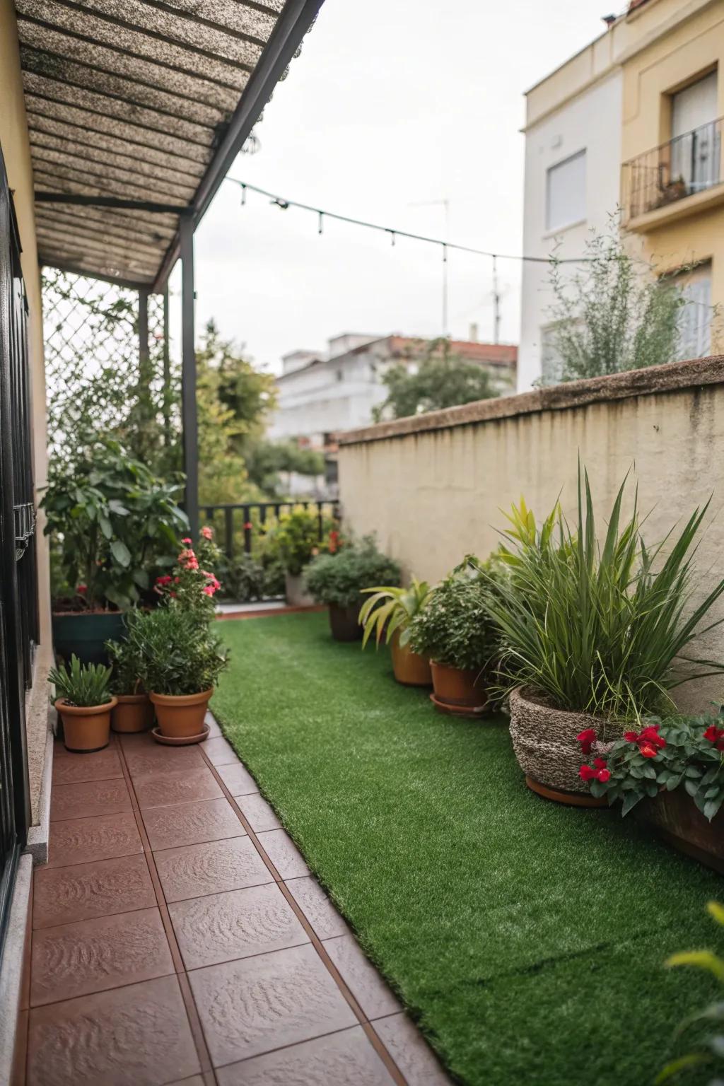 A petite patio repurposed with lush lawn.