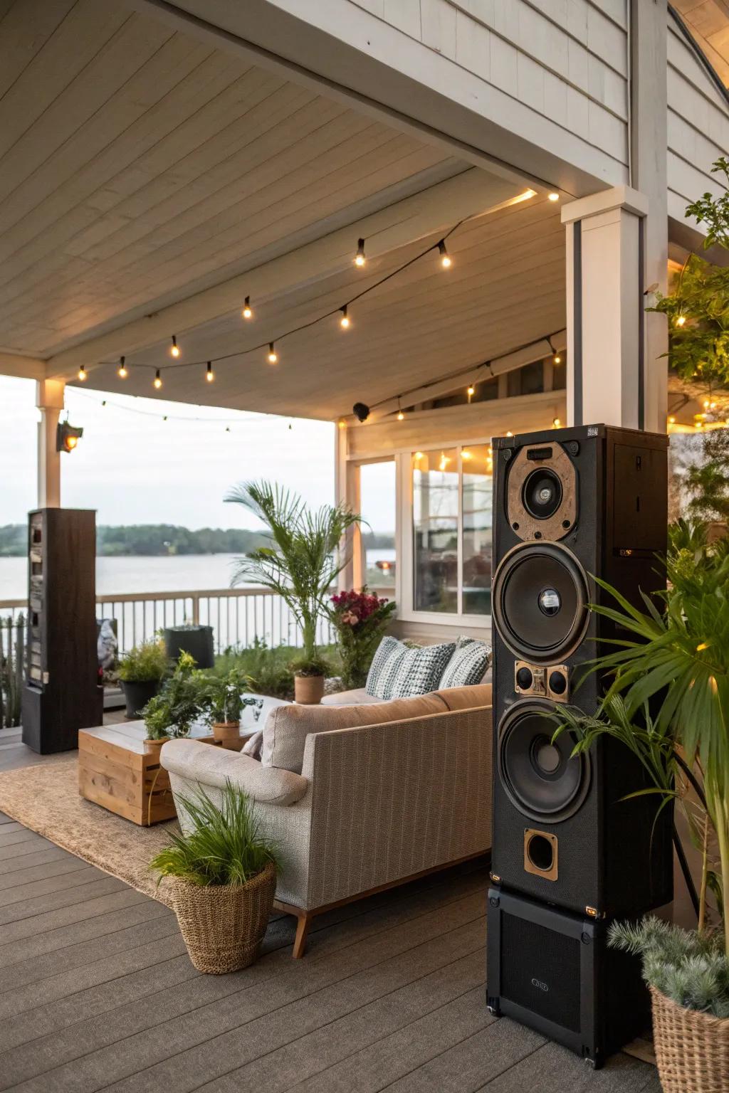 Enjoy music in your under-deck lounge.