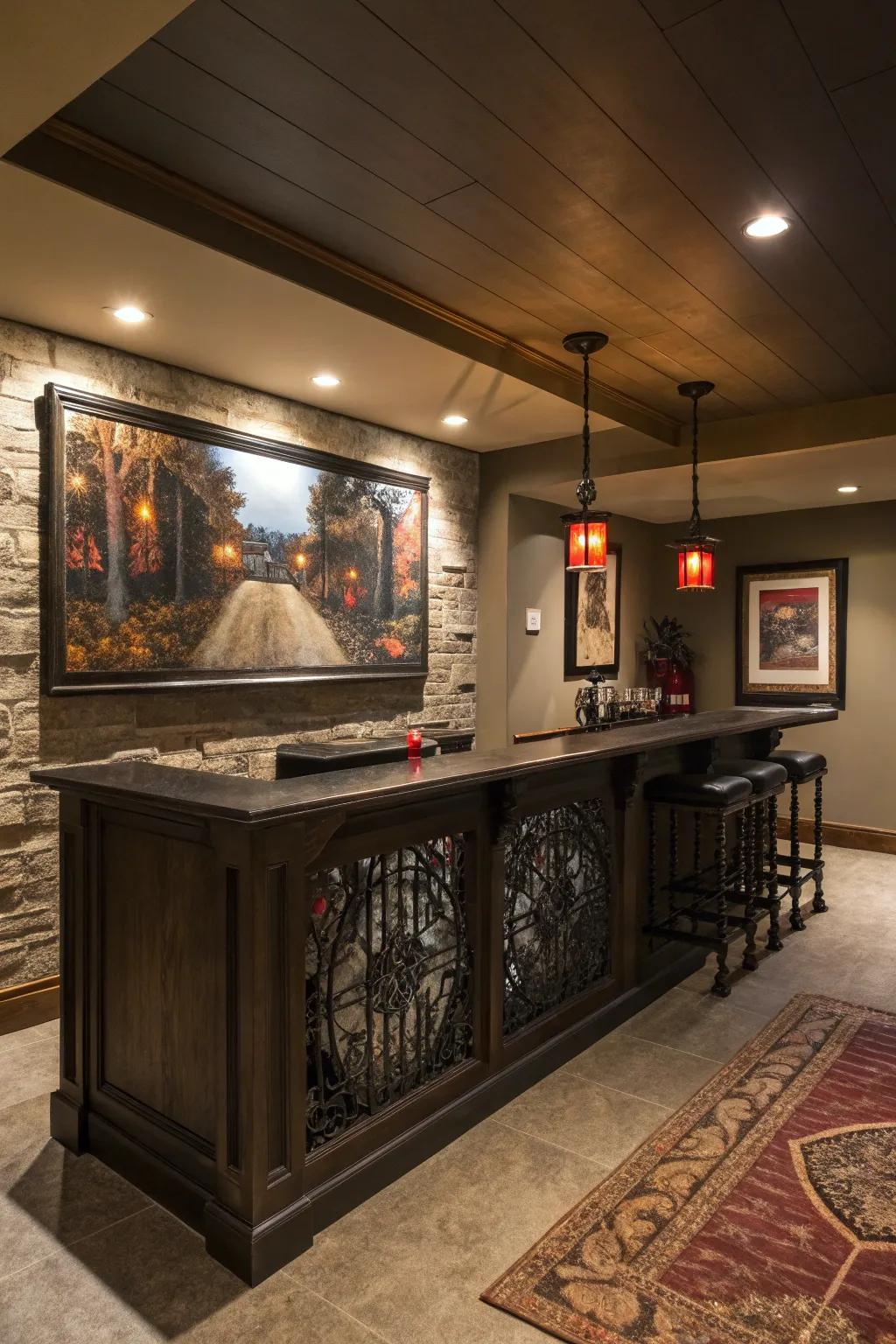 A centerpiece attracts the eye and anchors the space.