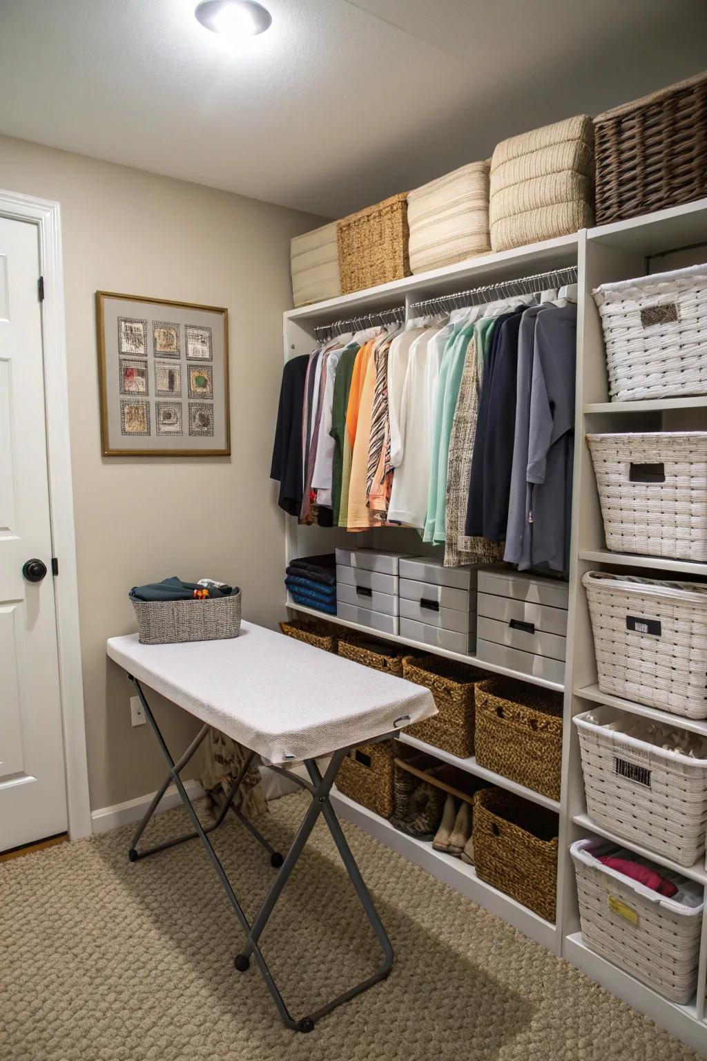 A folding station adds convenience and efficiency.