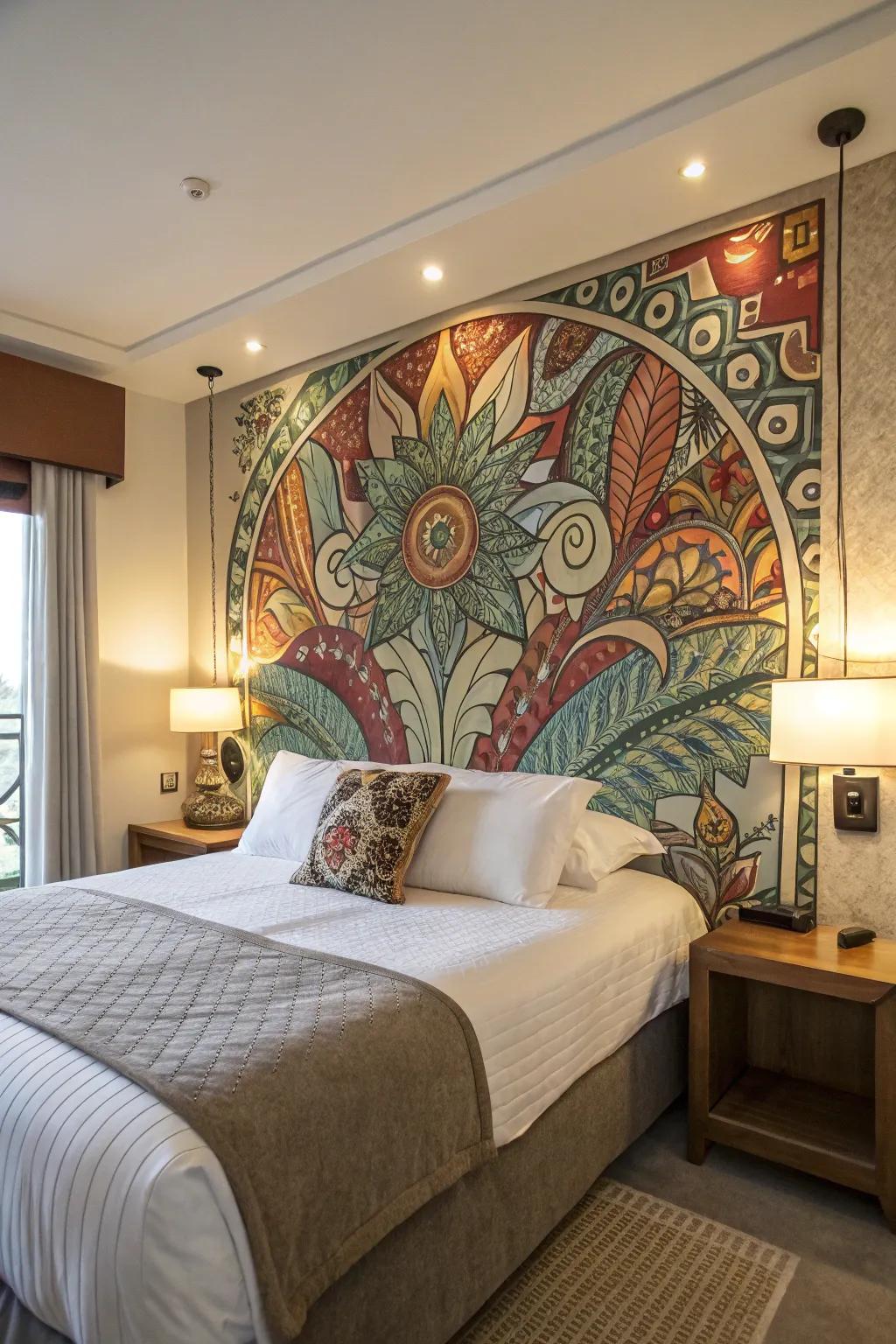 Artistic mural panels transform your bedroom into an art exhibition.